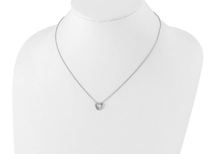 White Ice Sterling Silver Rhodium-plated Diamond Heart Necklace with Extender (Style QW161-18)