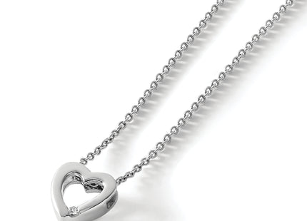 White Ice Sterling Silver Rhodium-plated Diamond Heart Necklace with Extender, 20 x 12mm