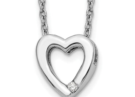 White Ice Sterling Silver Rhodium-plated Diamond Heart Necklace with Extender (Style QW161-18)