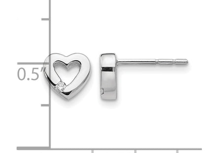 Sterling silver diamond heart earrings, further view