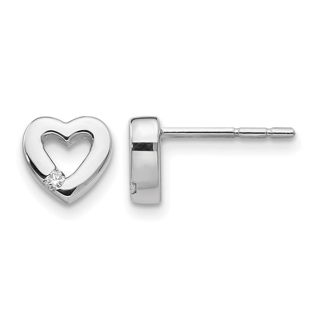 Sterling silver diamond heart earrings