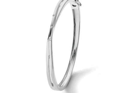 White Ice Sterling Silver Rhodium-plated Diamond Crossover Bangle Bracelet