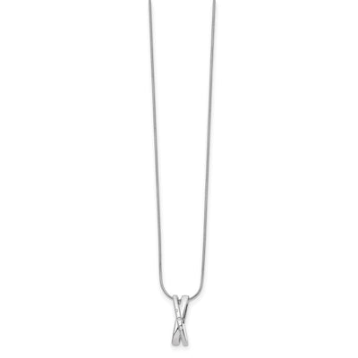 White Ice Sterling Silver Rhodium-plated Diamond Crossover Necklace with Extender