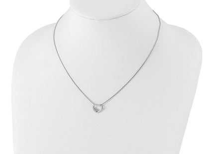 White Ice Sterling Silver Rhodium-plated Diamond Open Heart Necklace with Extender (Style QW170-18)