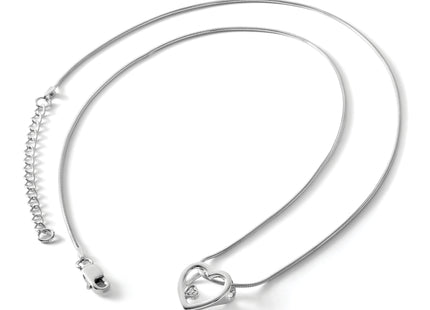 White Ice Sterling Silver Rhodium-plated Diamond Open Heart Necklace with Extender, 20 x 18mm