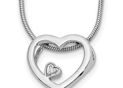 White Ice Sterling Silver Rhodium-plated Diamond Open Heart Necklace with Extender (Style QW170-18)