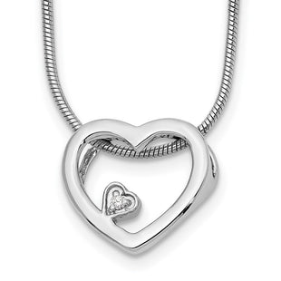 White Ice Sterling Silver Rhodium-plated Diamond Open Heart Necklace with Extender (Style QW170-18)
