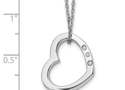 Sterling silver diamond heart necklace, another view