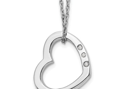 Sterling silver diamond heart necklace