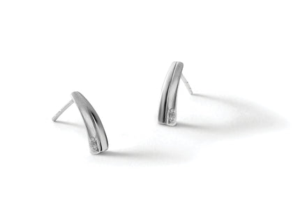 White Ice Sterling Silver Rhodium-plated Satin and Polished Diamond Post Drop Earrings