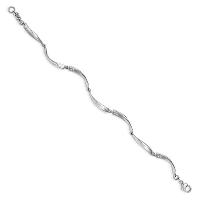 White Ice Sterling Silver Rhodium-plated Satin and Polished Diamond Bracelet with Extender