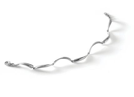 White Ice Sterling Silver Rhodium-plated Satin and Polished Diamond 7. Bracelet with Extender