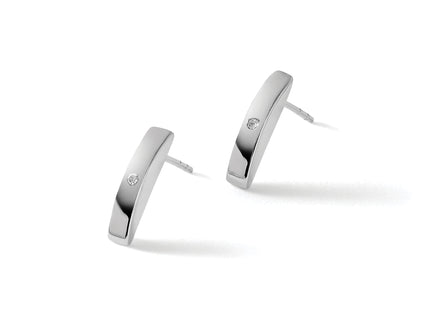 White Ice Sterling Silver Rhodium-plated Diamond Post Earrings, 15 x 3mm