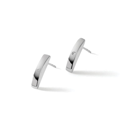 White Ice Sterling Silver Rhodium-plated Diamond Post Earrings, 15 x 3mm