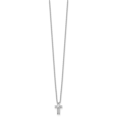 White Ice Sterling Silver Rhodium-plated Diamond Cross Necklace with Extender, 20 x 9mm