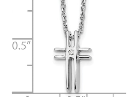 Sterling silver diamond cross necklace, another view