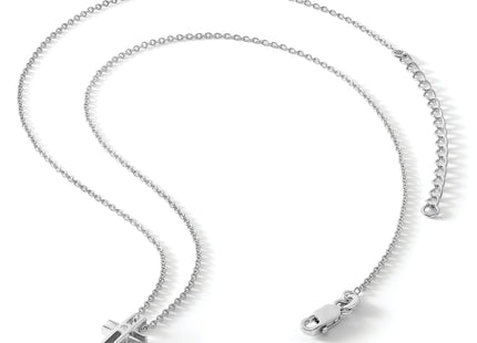 White Ice Sterling Silver Rhodium-plated Diamond Cross Necklace with Extender, 20 x 9mm