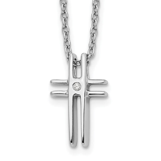 Sterling silver diamond cross necklace