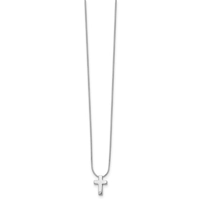 White Ice Sterling Silver Rhodium-plated Diamond Cross Necklace with Extender, 20 x 15mm