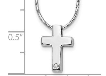 Sterling silver diamond cross necklace, another view