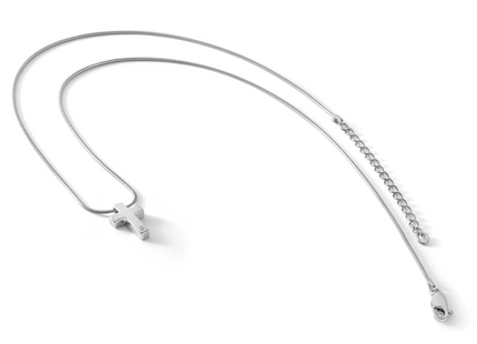 White Ice Sterling Silver Rhodium-plated Diamond Cross Necklace with Extender, 20 x 15mm