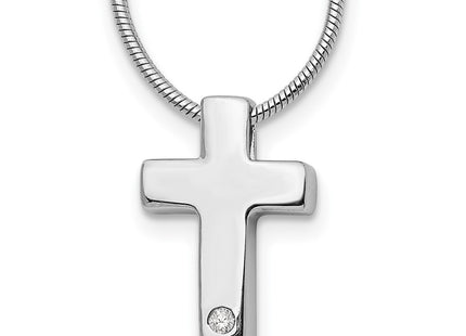 Sterling silver diamond cross necklace