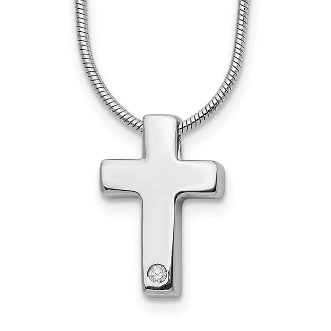 Sterling silver diamond cross necklace