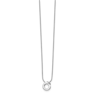 White Ice Sterling Silver Rhodium-plated Open Circle Diamond Necklace with Extender, 20 x 15mm