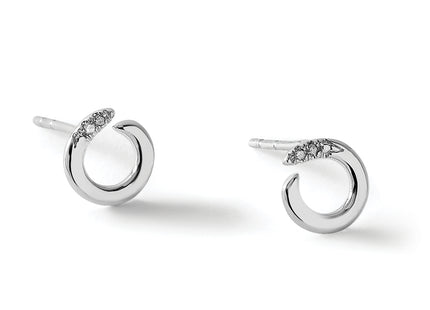 White Ice Sterling Silver Rhodium-plated Open Circle Diamond Post Earrings