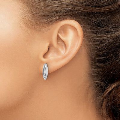 White Ice Sterling Silver Rhodium-plated Diamond Post Earrings, 15 x 4mm