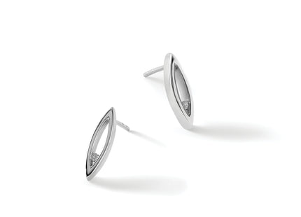 White Ice Sterling Silver Rhodium-plated Diamond Post Earrings, 15 x 4mm