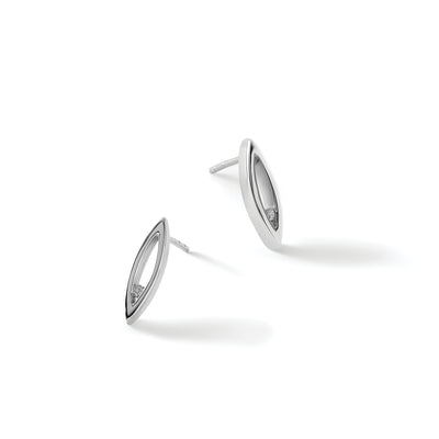 White Ice Sterling Silver Rhodium-plated Diamond Post Earrings, 15 x 4mm