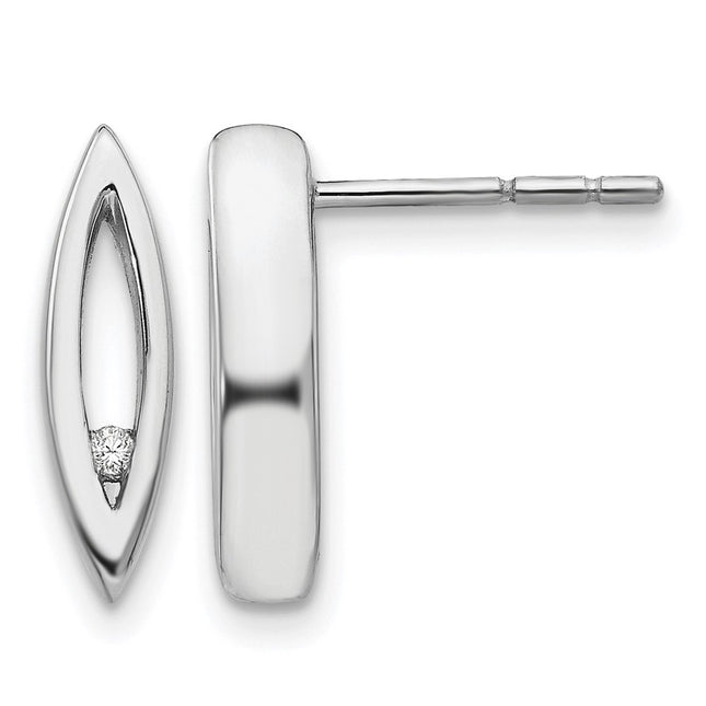 White Ice Sterling Silver Rhodium-plated Diamond Post Earrings, 15 x 4mm