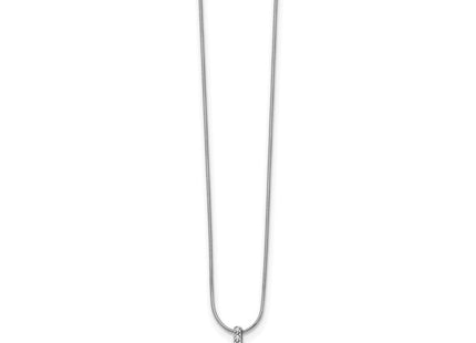 White Ice Sterling Silver Rhodium-plated Open Circle Diamond Necklace with Extender (Style QW201-18)