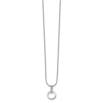 White Ice Sterling Silver Rhodium-plated Open Circle Diamond Necklace with Extender, 20 x 19mm