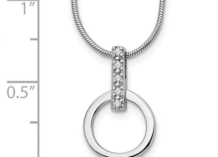 White Ice Sterling Silver Rhodium-plated Open Circle Diamond Necklace with Extender (Style QW201-18)