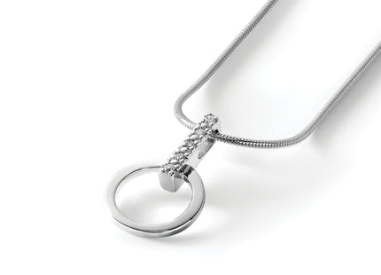 White Ice Sterling Silver Rhodium-plated Open Circle Diamond Necklace with Extender, 20 x 19mm