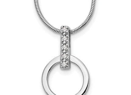 White Ice Sterling Silver Rhodium-plated Open Circle Diamond Necklace with Extender (Style QW201-18)