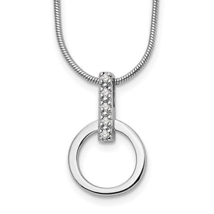 White Ice Sterling Silver Rhodium-plated Open Circle Diamond Necklace with Extender (Style QW201-18)