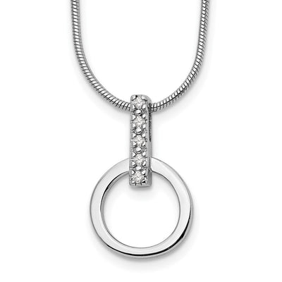 White Ice Sterling Silver Rhodium-plated Open Circle Diamond Necklace with Extender, 20 x 19mm