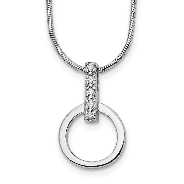 White Ice Sterling Silver Rhodium-plated Open Circle Diamond Necklace with Extender, 20 x 19mm