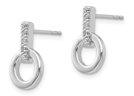 Sterling silver diamond circle earrings, alternate view