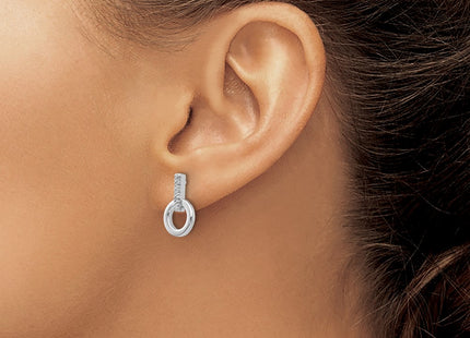 Sterling silver diamond circle earrings, another view