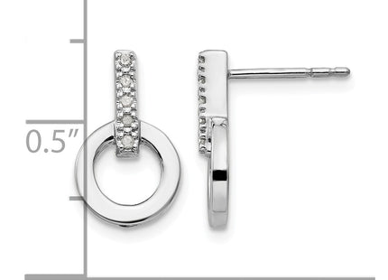 Sterling silver diamond circle earrings, further view