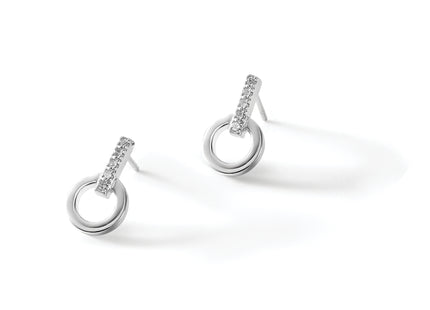 White Ice Sterling Silver Rhodium-plated Diamond Open Circle Post Earrings, 15 x 10mm