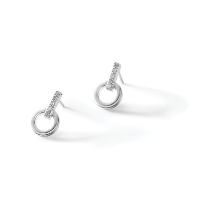 White Ice Sterling Silver Rhodium-plated Diamond Open Circle Post Earrings, 15 x 10mm