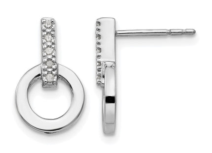 Sterling silver diamond circle earrings