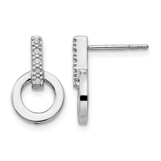 Sterling silver diamond circle earrings