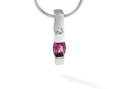 White Ice Sterling Silver Rhodium-plated Diamond and Pink Tourmaline Necklace with Extender