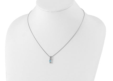 White Ice Sterling Silver Rhodium-plated Diamond and Blue Topaz Necklace with Extender (Style QW209BT-18)